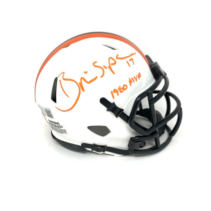 Brian Sipe Signed Cleveland Browns Lunar Eclipse Mini Helmet with 1980 MVP