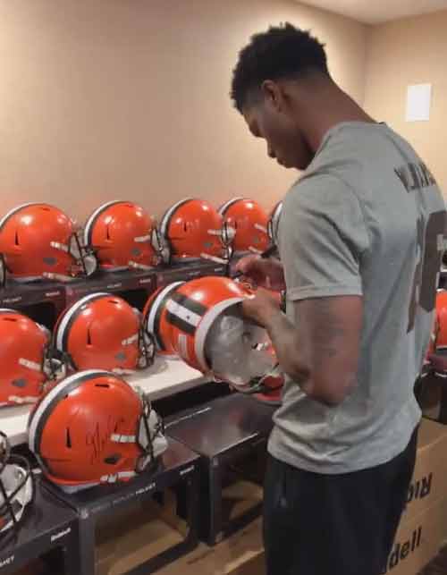 Greedy Williams Signed Cleveland Browns Full Size AMP SPEED Replica Helmet with "Dawg Pound"