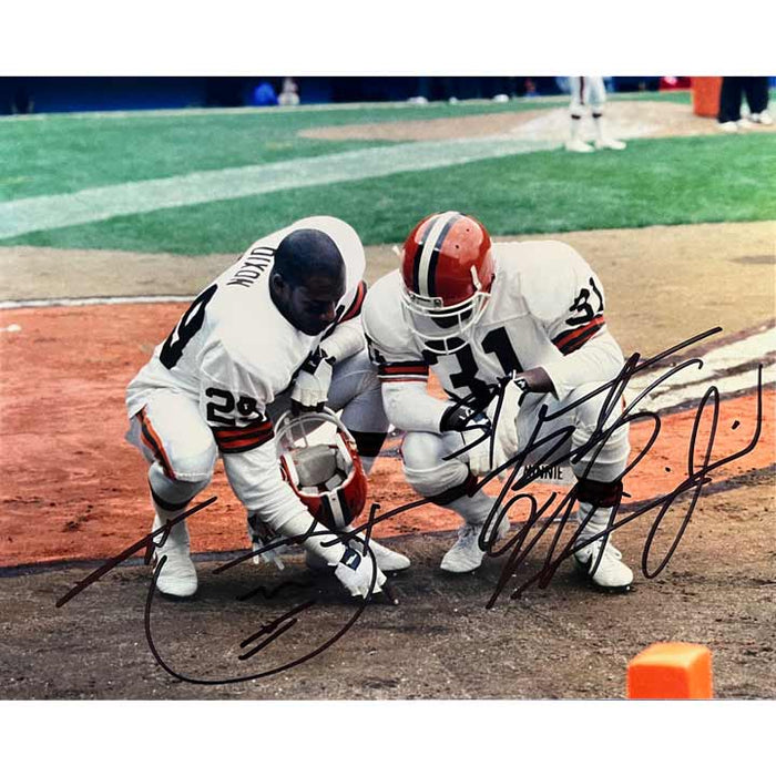 Hanford Dixon and Frank Minnifield Dual Signed Drawing Plays in the Dirt 8x10 Photo