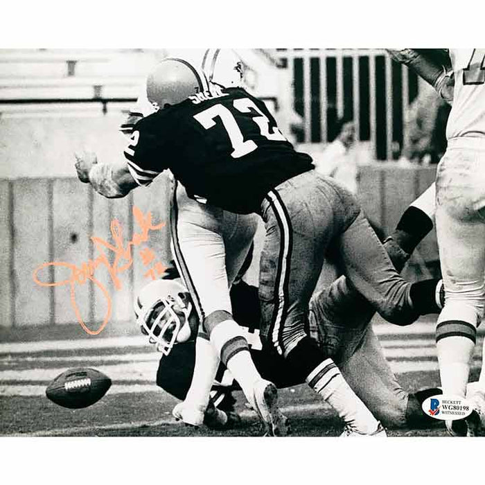 Jerry Sherk Signed Tackling in B&W 8x10 Photo