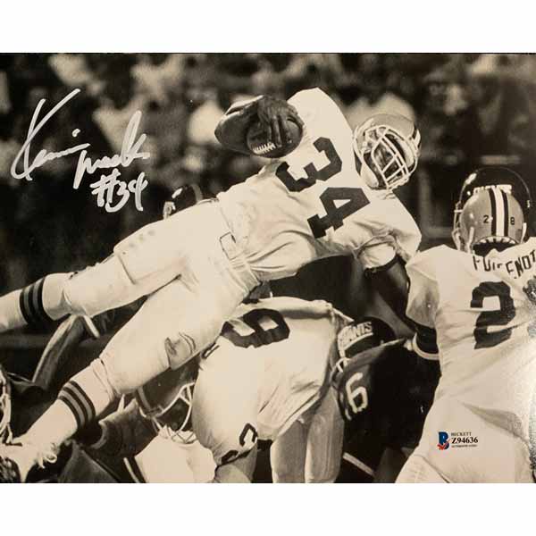 Kevin Mack Signed Diving Over Pile 8x10 Photo