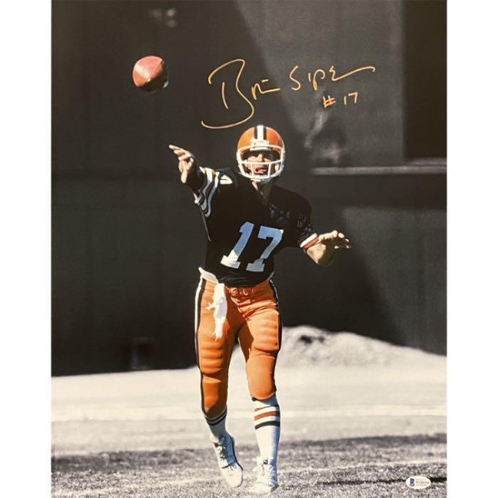 Brian Sipe Signed Throwing Spotlight 11x14 Photo